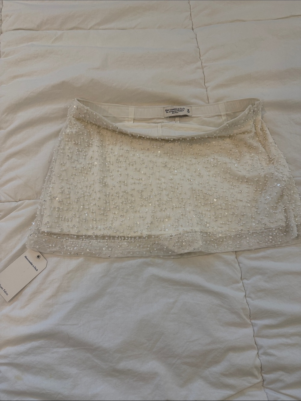 Abercrombie & Fitch Ivory Beaded Scarlett Mini Skort